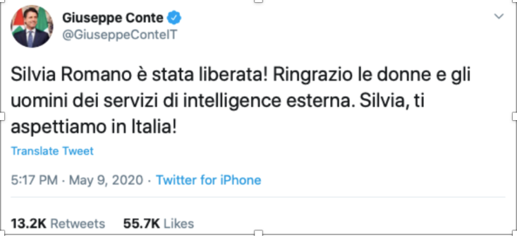 #SilviaRomanoLibera: i tweet della politica